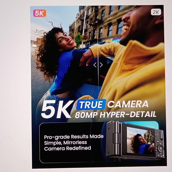 True 5K Digital Camera Photography, Autofocus 80MP 18X Digital Zoom 3" Screen - Picture 2 of 16
